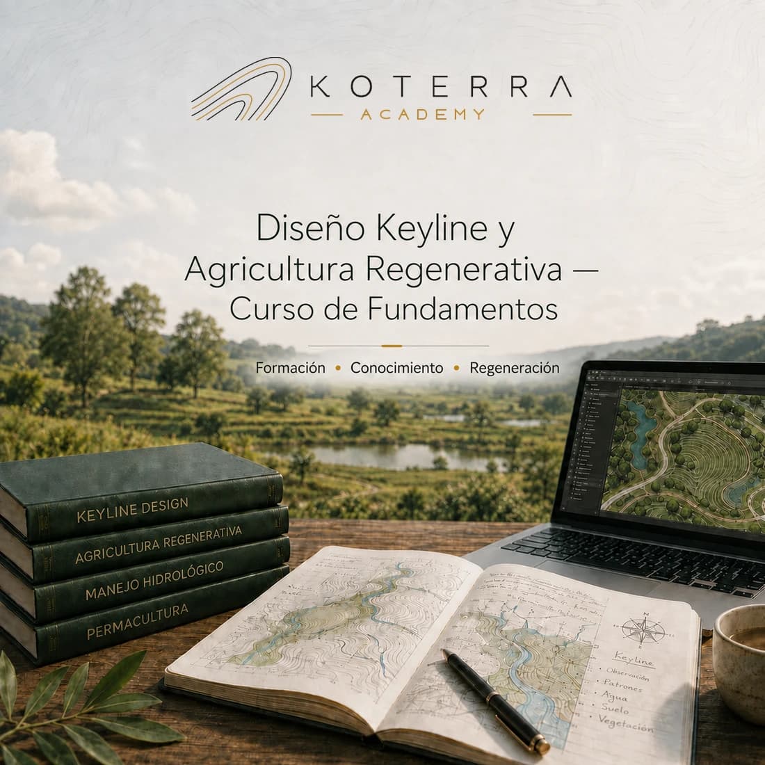Carátula del curso Diseño Keyline y Agricultura Regenerativa